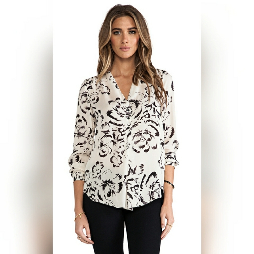 Rebecca Taylor | Artisan Floral Cream Black Blouse